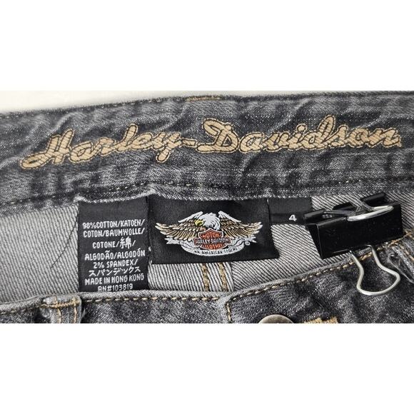 Vintage Harley-Davidson Women's Gray Wash Denim Jeans Sz 4 Bootcut Leg Biker - Picture 8 of 11